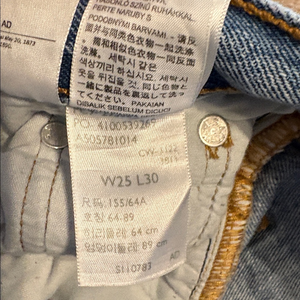 Levi’s 501 High Rise Button Fly Distressed Skinny Jeans W25 L30 - Picture 10 of 10